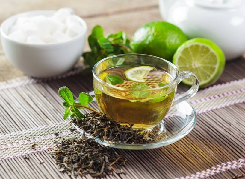 Зеленый чай с лимоном и имбирем для похудения
