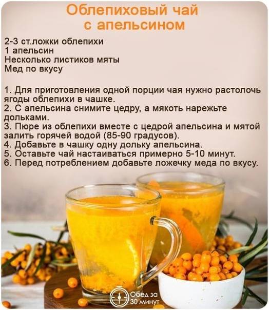 Облепиховый чай: польза и вред, свойства, как заварить, рецепты с фото