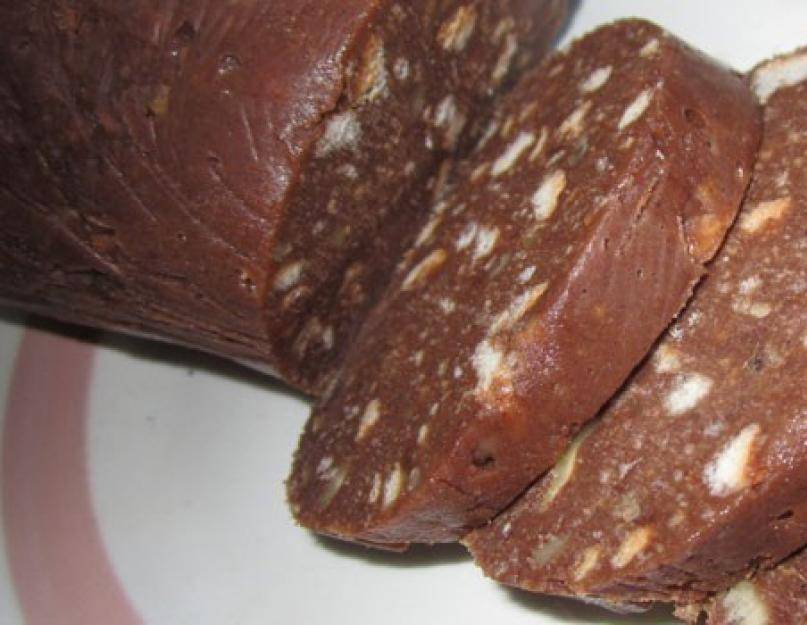 Шоколадная колбаса из печенья и какао – классический рецепт в домашних условиях