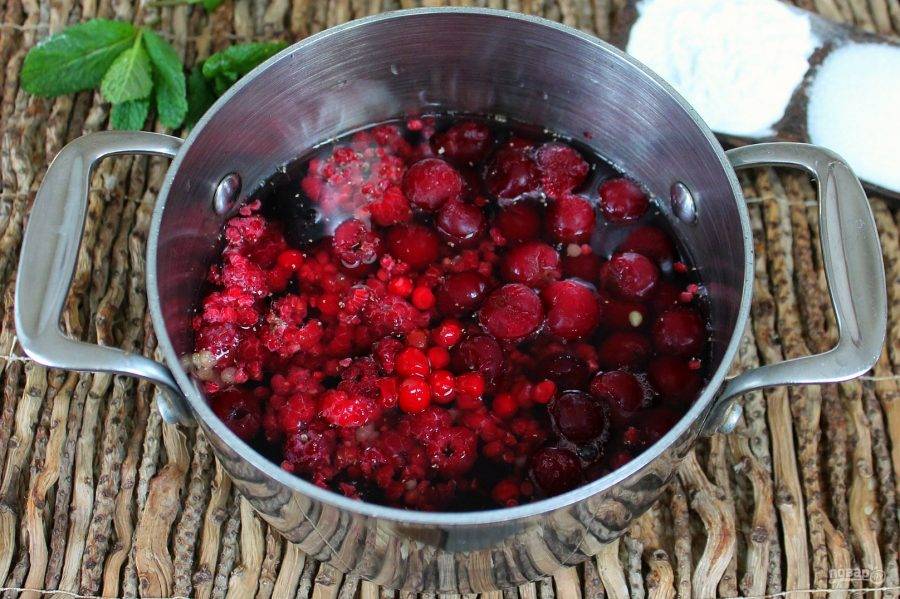 Кисель из крахмала и замороженных ягод клюквы вишни черной смородины – рецепт в домашних условиях пошагово с фото